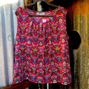 Jones Studio- Boat Neck Sleeveless Colorful Top- 1X- NWT